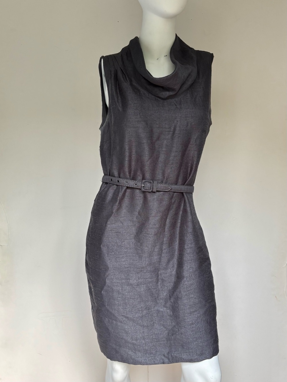 The Limited Sleeveless Cowl-Neck Belted Mini Dress - Charcoal